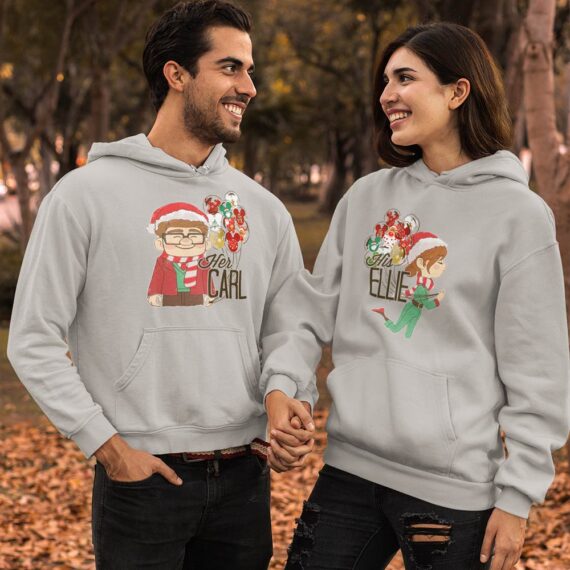 Christmas Carl And Ellie Matching Couple Hoodies| Disney Up Movie Couple Shirt| Best Gifts For Couple