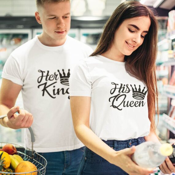 Matching Couple T-Shirt | His Queen And Her King Couple Shirts| Best Gift For Couple
