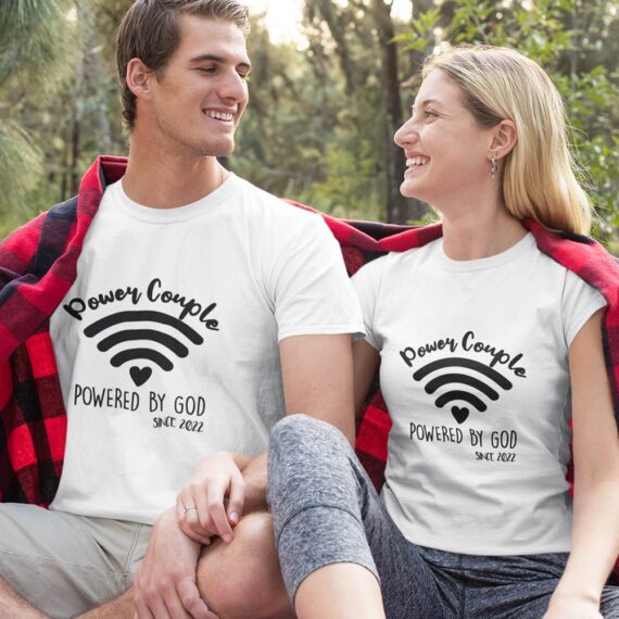 Matching Power By God Couple T-Shirt| Wifi Power Couple Shirts| Best Gift For Couple