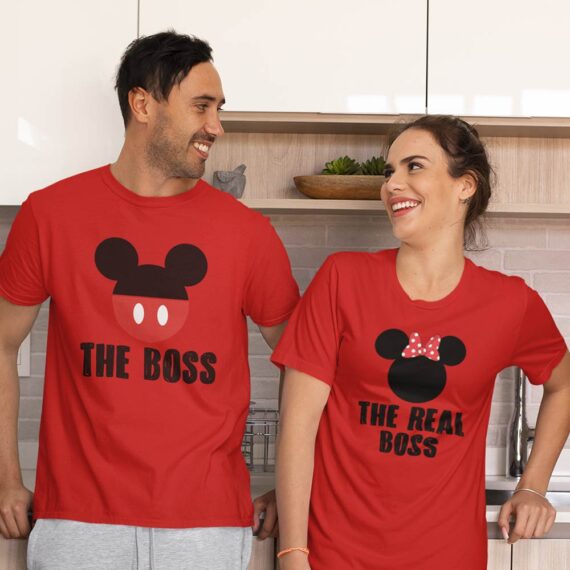 Matching Mickey And Minne Couple T-Shirt | The Real Boss Couple Shirts| Best Gift For Couple