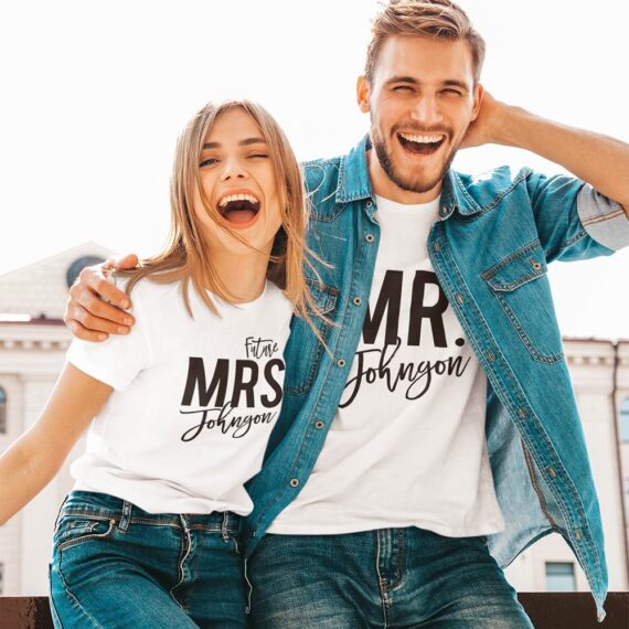 Personalized Matching Couple T-Shirt| Mr Johngon And Future Mrs Johngon Couple Shirts| Best Gift For Couple