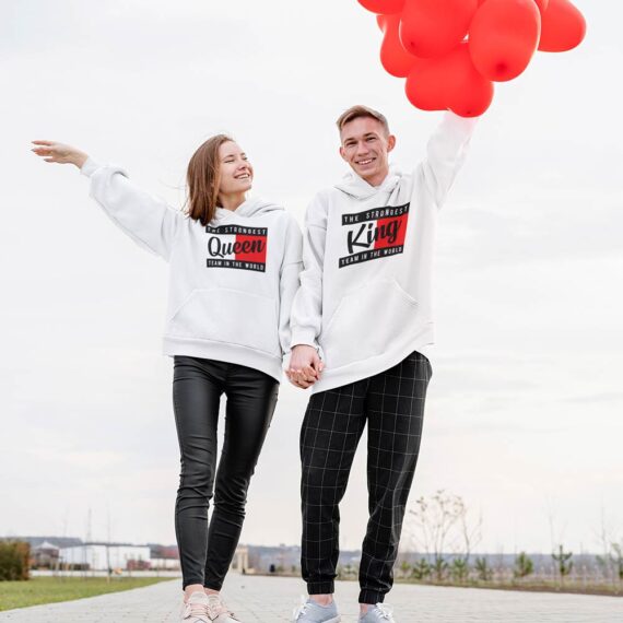 King And Queen Matching Couple Hoodies| Strongest Team Couple Shirt| Best Gifts For Couple