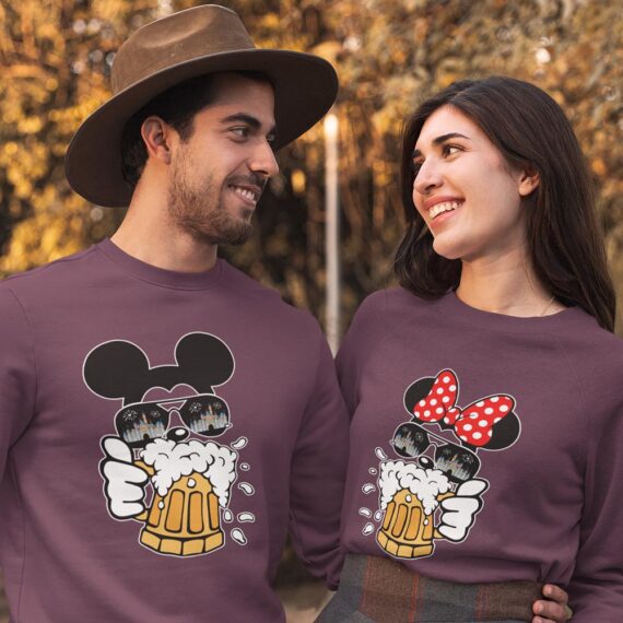 Disney Drinking Matching Couple Sweatshirts| Mickey And Minnie Couple Shirt| Best Gifts For Couple