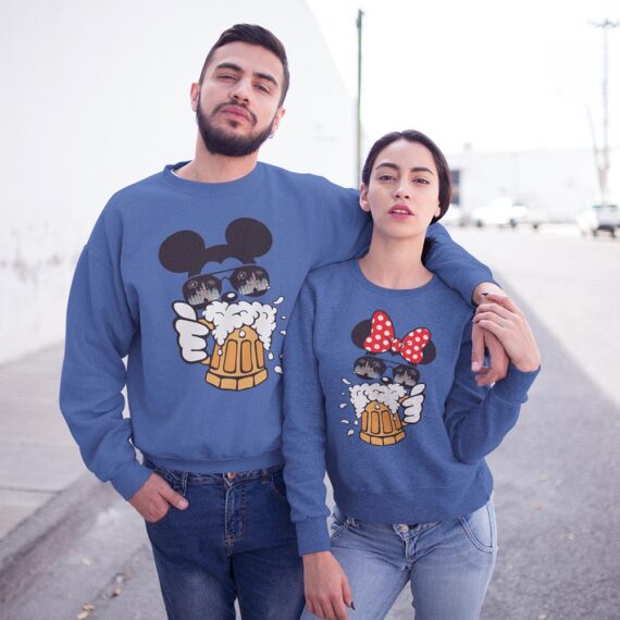 Mickey And Minnie Drink Beers Matching Couple Sweatshirts| Disney Couple Shirt| Best Gifts For Couple