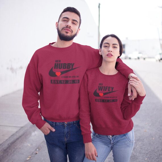 Personalized Anniversary Years Matching Couple Sweatshirts| Wifey And Hubby Couple Shirt| Best Gifts For Couple