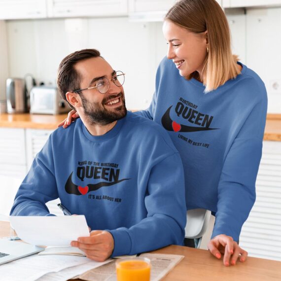 Personalized Birthday Queen Matching Couple Sweatshirts| King And Queen Couple Shirt| Best Gifts For Couple