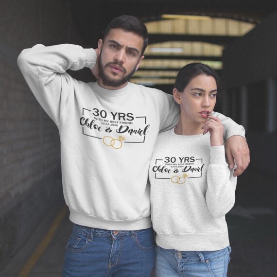 Personalized Matching Couple Sweatshirts| Anniversary Wedding Years  Couple Shirt| Best Gifts For Couple