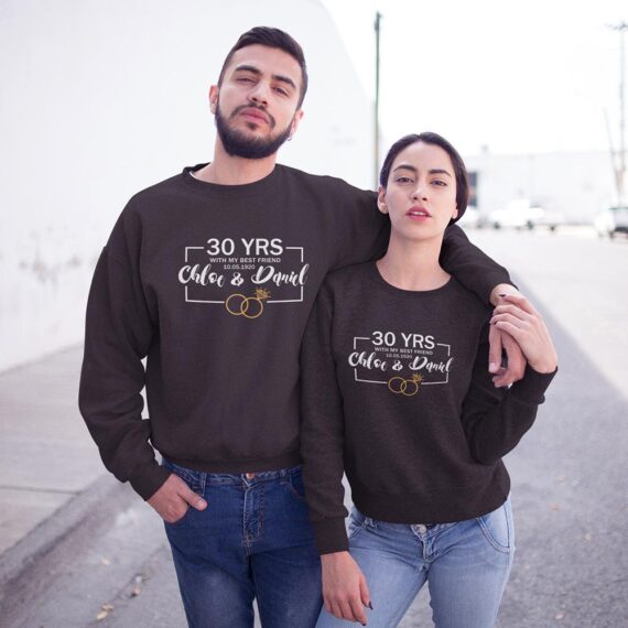 Personalized Matching Couple Sweatshirts| Anniversary Years Couple Shirt| Best Gifts For Couple