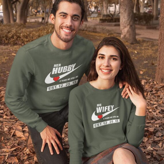 Wifey And Hubby Matching Couple Sweatshirts| Anniversary Years Couple Shirt| Best Gifts For Couple