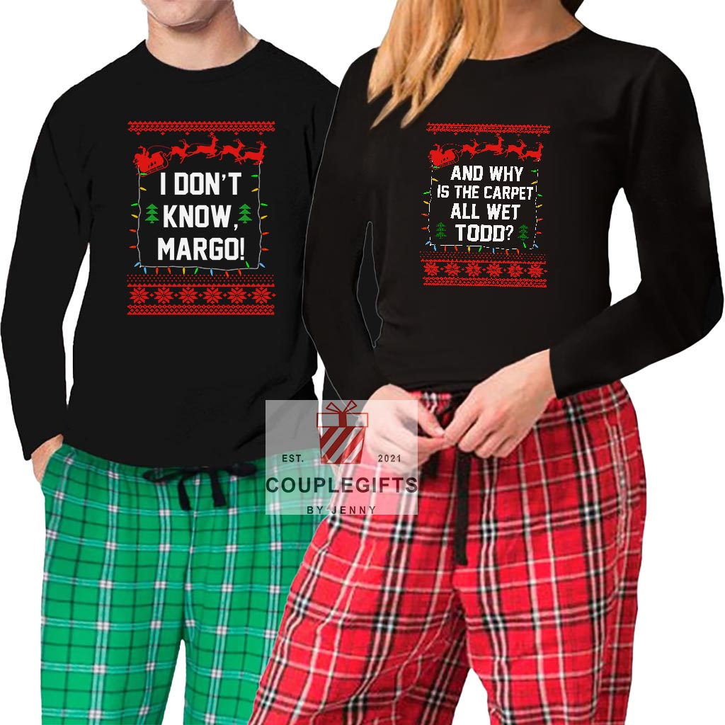 Why Is The Carpet All Wet Matching Christmas Pjs For Couples