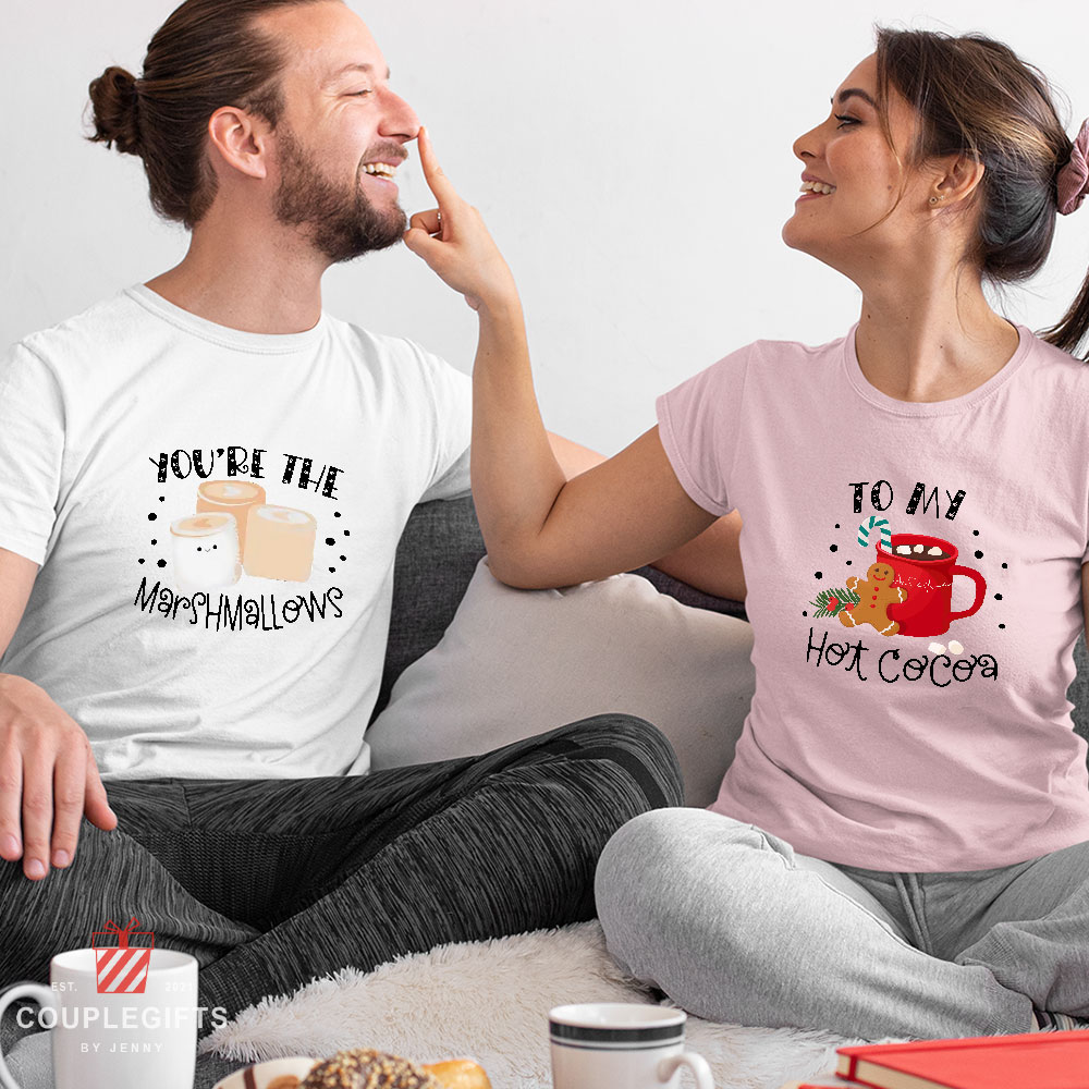 Marshmallows And Hot Cocoa Funny Couple T Shirts